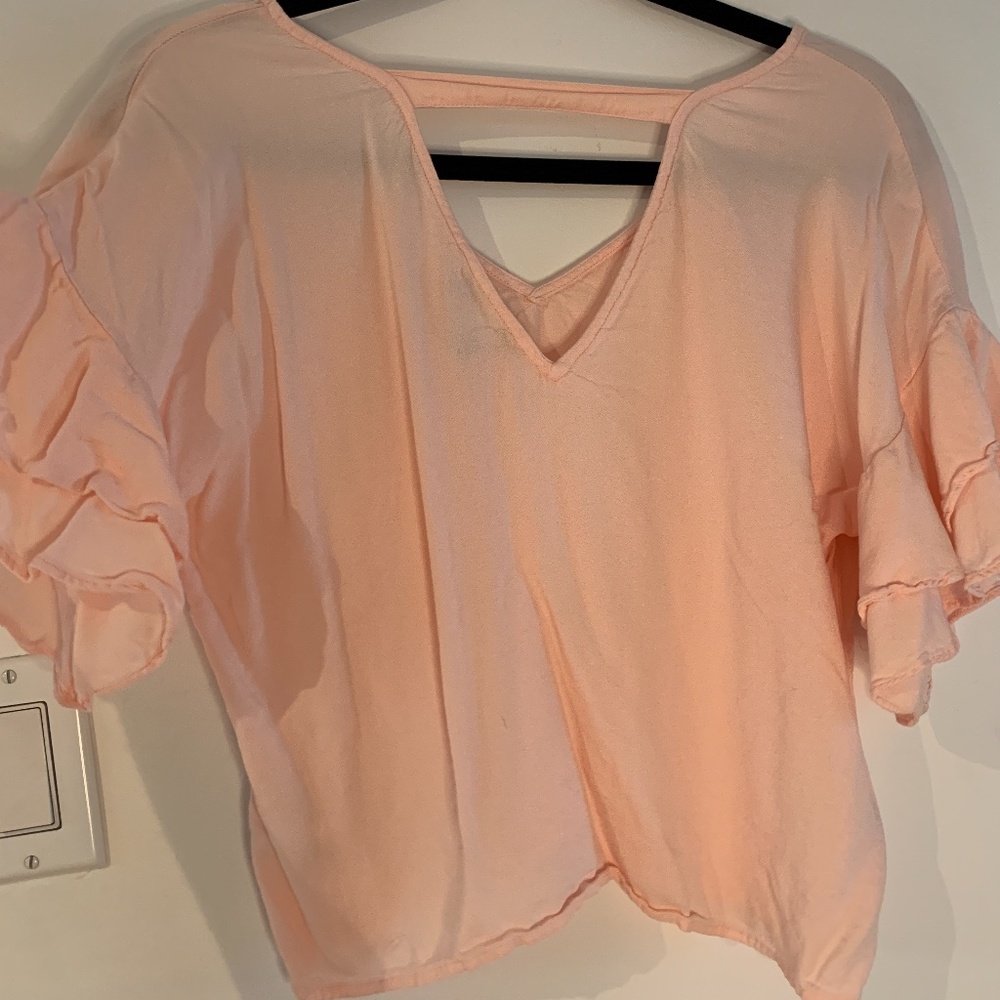 Pink Ruffle Arm Blouse - Picture 3 of 4